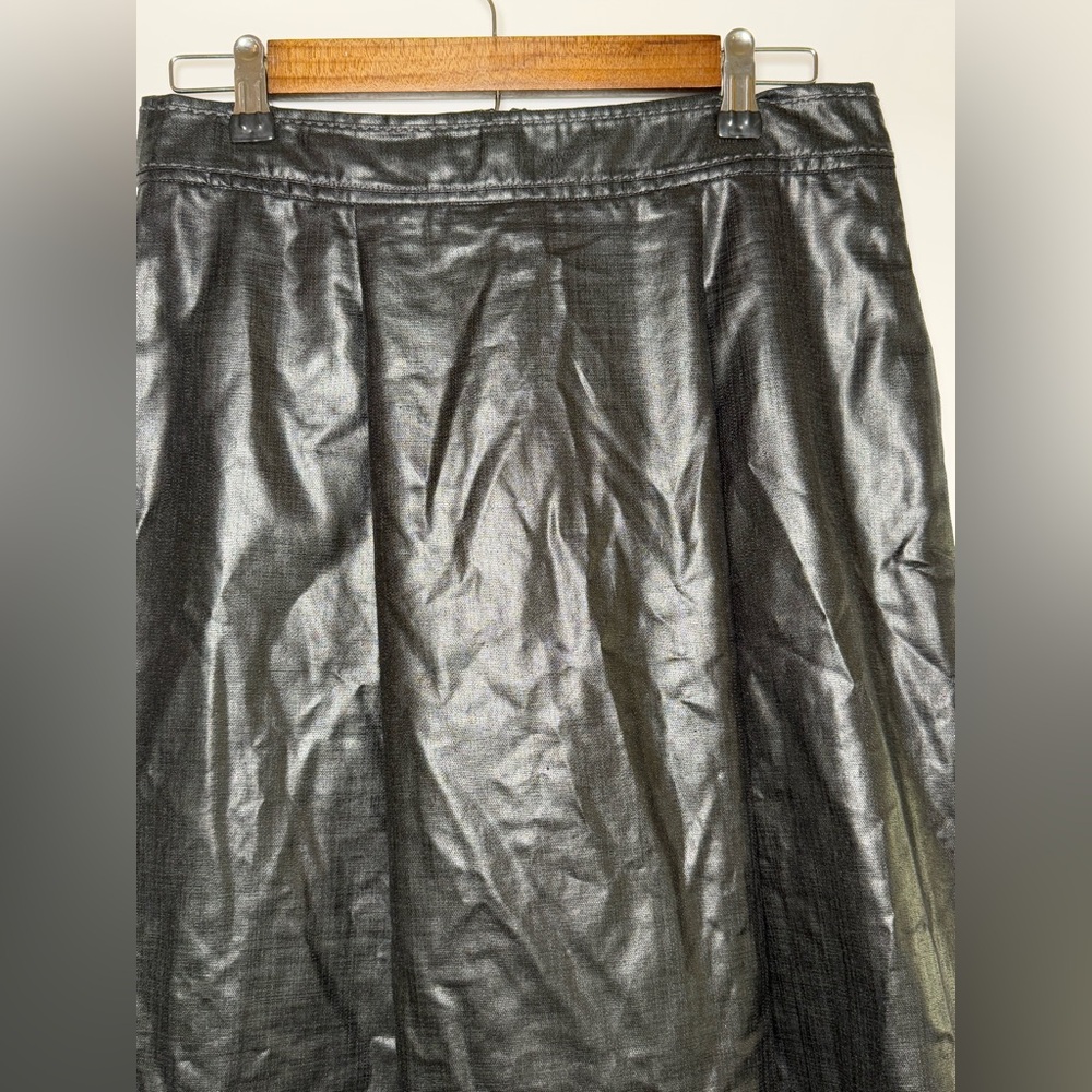 Tory Burch Black Coated Skirt A Line Leather Look Minimalist Chic-Size 8 - Picture 5 of 9